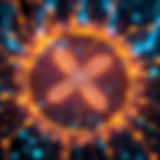 A visual representation of XRP logo and its role in financial transactions, with digital elements symbolizing cryptocurrency