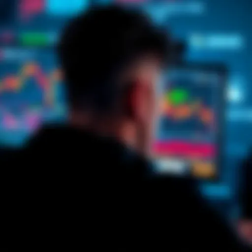 A person looking concerned at a computer screen displaying XRP graphs and manipulated headlines about profits