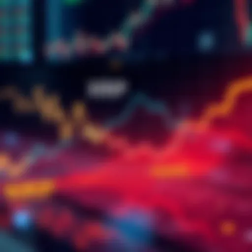 A graphic showing the fluctuations in XRP value alongside a downward trend line, symbolizing economic downturns.