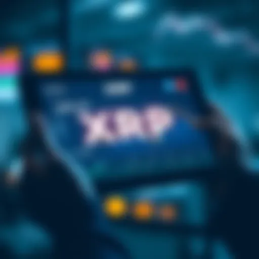 A person holding a digital tablet displaying XRP token statistics and a price chart, symbolizing recent investment activity.