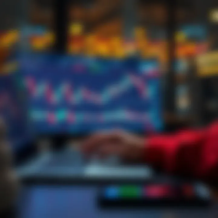 A person analyzing XRP price charts on a laptop, considering selling to reinvest at a lower price.