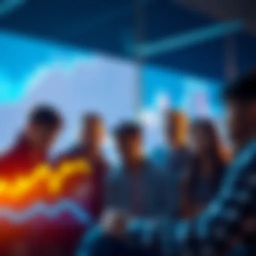 A group of young Australians looking at a graph showing Bitcoin's rise in value, expressing concern over missed investment opportunities.