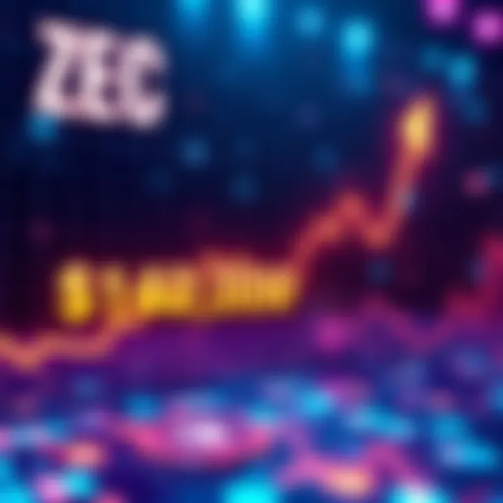 ZEC Cryptocurrency Surge Graph showing ZEC cryptocurrency value reaching $14,000 with upward trend